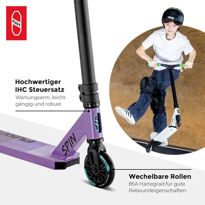 PUKY Spin | Hochwertiger Roller für Kinder 5+ | One Piece Bar Aluminium-Lenker | 100mm PU Rollen | L