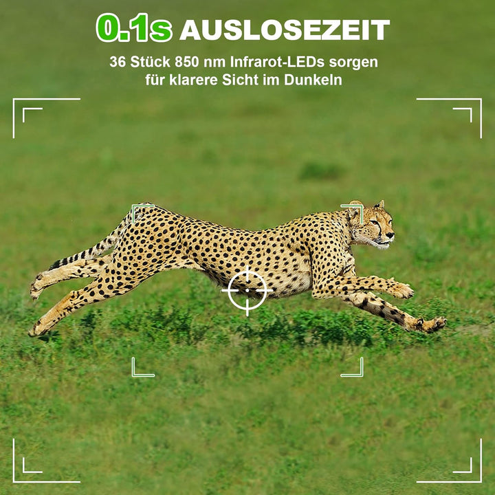 Wildkamera mit Handyübertragung App, 5K Video 60MP Full HD WLAN Bluetooth Wildtierkamera Nachtsicht