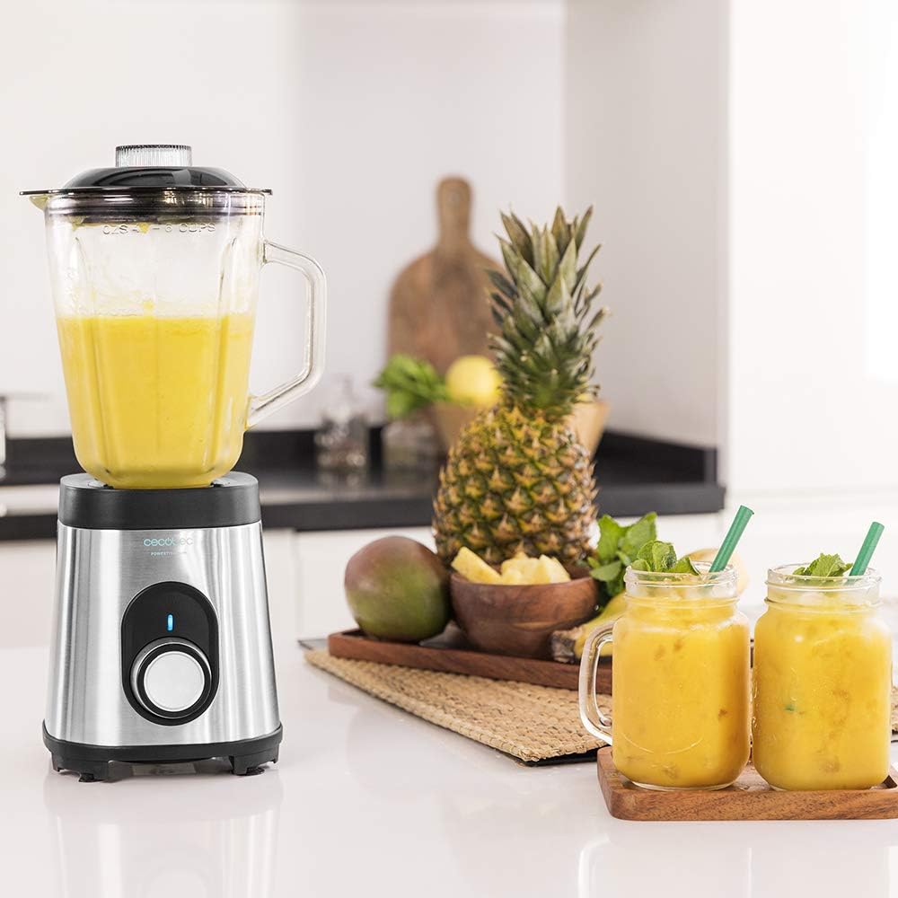 Cecotec Mixer Glas Power Schwarz Titan 1000 INOX. 1000 W, Edelstahlgehäuse, 6-Blatt-Blatt mit schwar