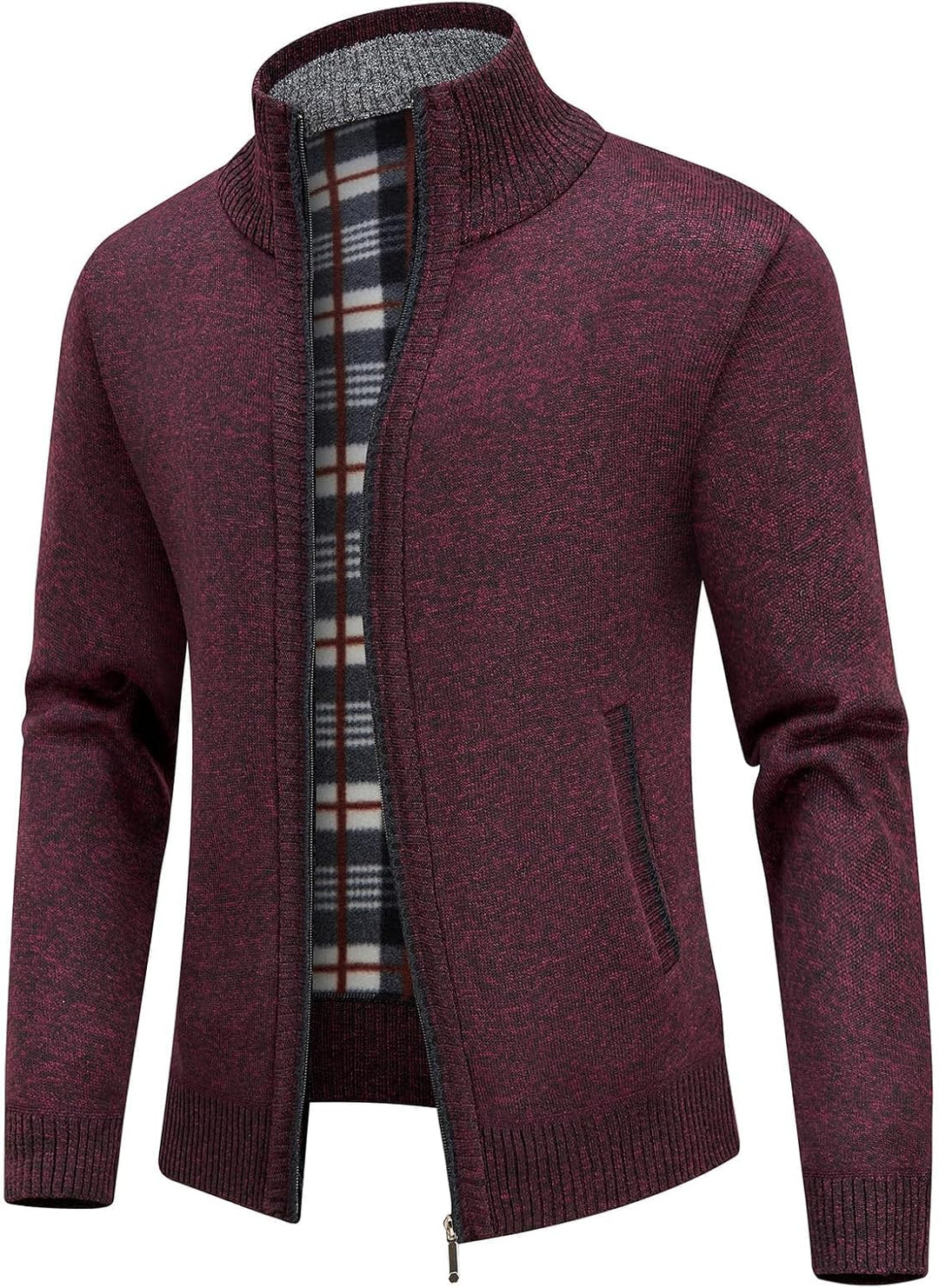 KUDORO Strickjacke Herren Cardigan Trachtenjacke mit Reissverschluss Gestrickt Wintermantel Strickja