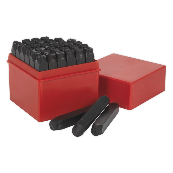 Letter &amp; Number Punch Set 36pc 8mm 8 mm Red, 8 mm Red