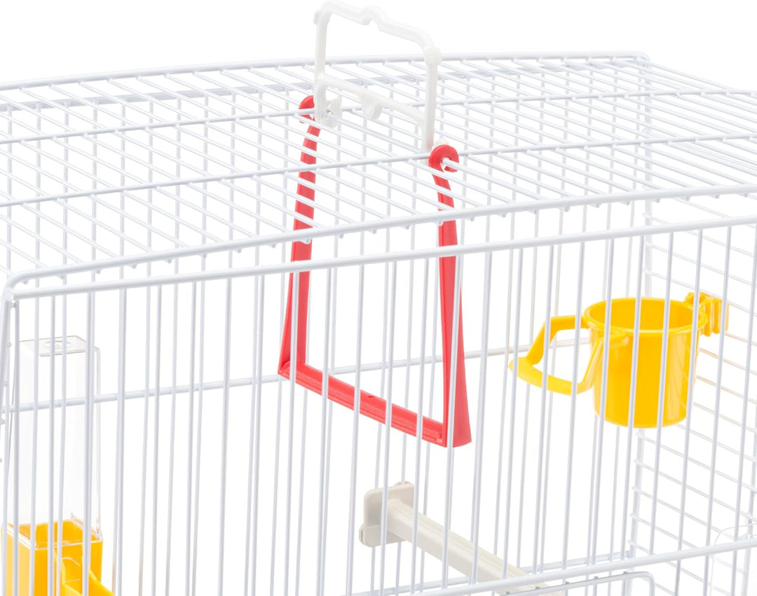 Ferplast Vogelkäfig Kanarienvogel, inkl. Vogelspielzeug, Vogel-Futternapf, Vogel-Sitzstangen, Weiss,