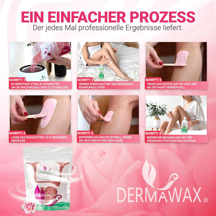 Dermawax 1 kg Pink Wachsperlen Heisswachs Waxing Perlen zur Haarentfernung Anwendung ohne Wachsstrei