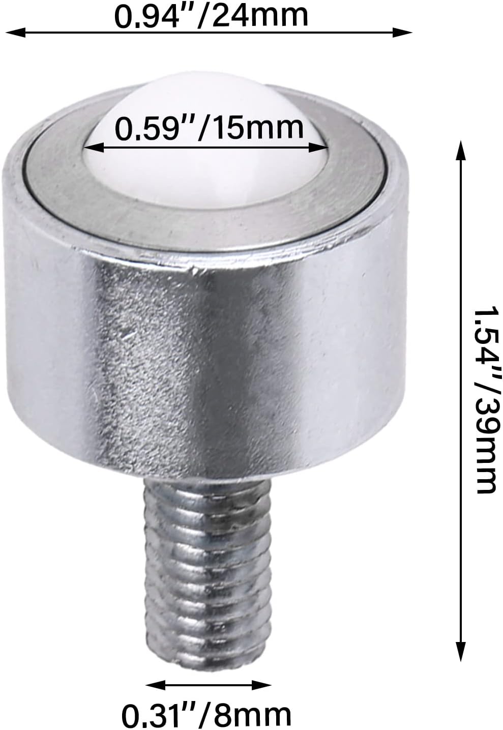 BQLZR 6 Stück Nylon Kugellager 1,5 cm 45,9 kg Tragkraft