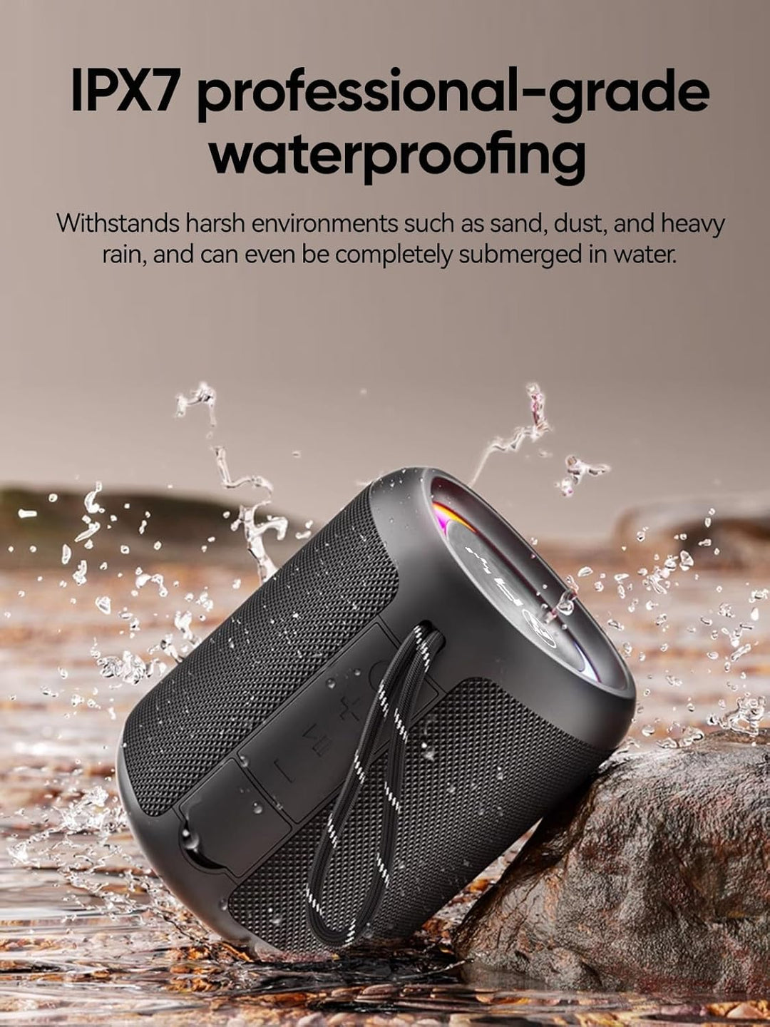 AY Tragbarer Bluetooth Lautsprecher 30W mit Licht, Musikbox Bluetooth mit Leistungsstarker Kristallk