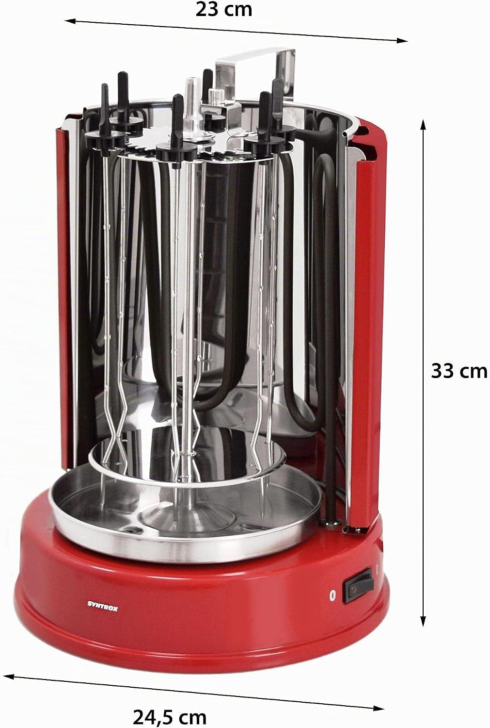 Syntrox Germany Dönergrill ROT-A-1400W-RED-Aragon Vertikal-Kebab &amp; Gyrosgrill Schaschlikgrill Rotiss