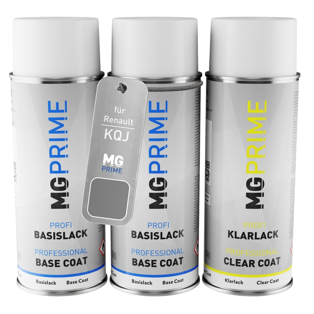 MG PRIME Autolack Sprühdosen Set für Renault KQJ Gris Rafale Metallic/Rafal-Grau Metallic Grundlack