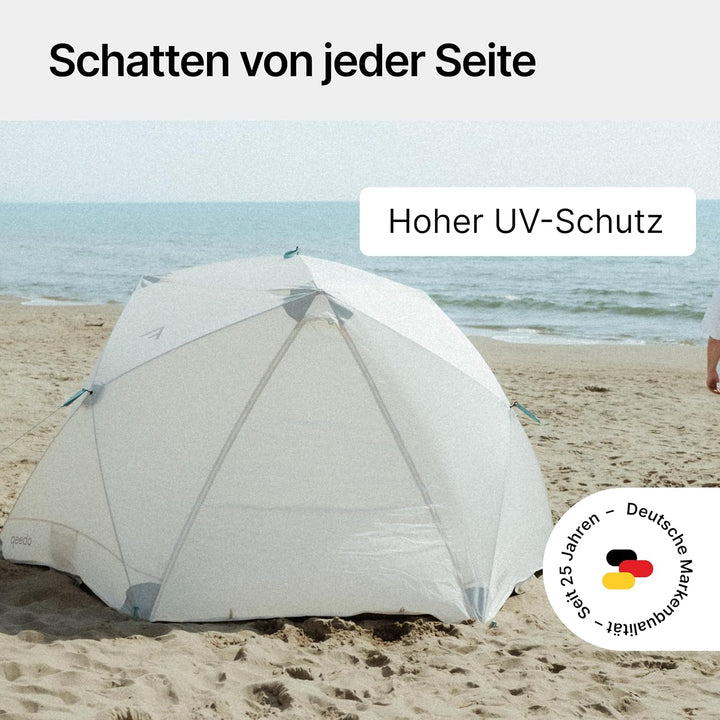 qeedo Quick Island Strandmuschel - grosse Quick-Up Strandmuschel mit 3 Eingängen, Sichtschutz &amp; Wind