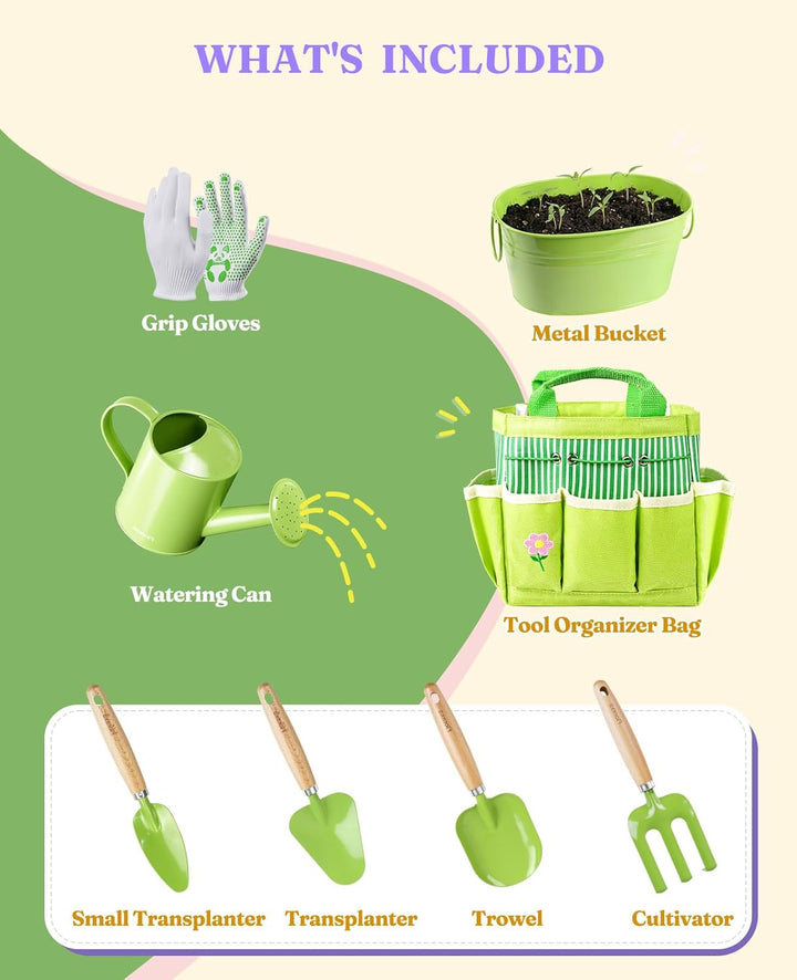 Ultimate Kinder-Gartenset, kindersicheres und Robustes Gartengeräte-Set für Spass im Freien, Freude