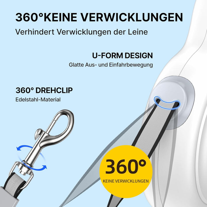 3M Einziehbare Hundeleine für kleine &amp; mittelgrosse Hunde | Automatische Bremse, Verriegelung, ergon