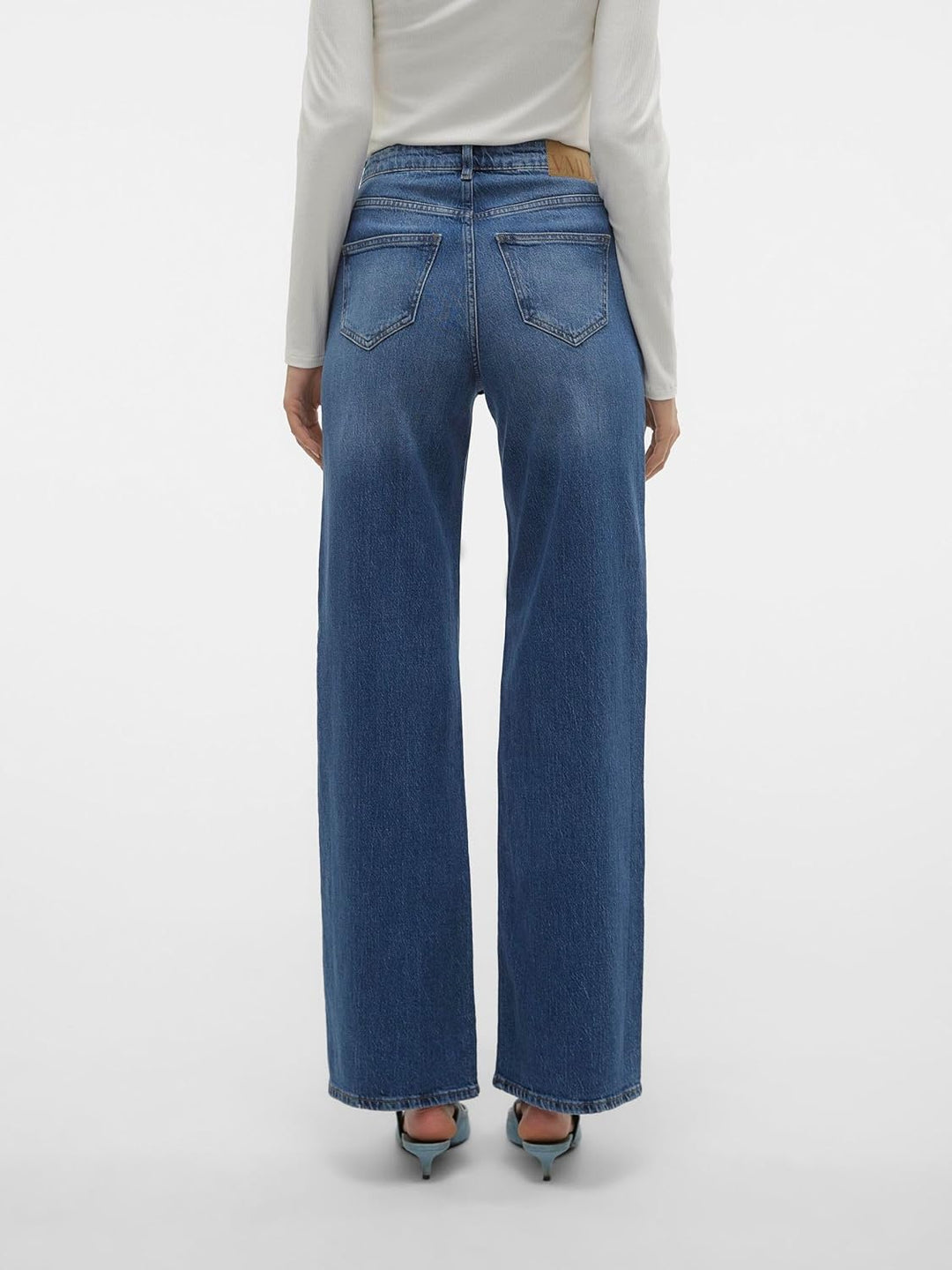 Vero Moda Female Weit geschnitten VMTESSA Hohe Taille Weit geschnitten Jeans 25W / 30L Medium Blue D