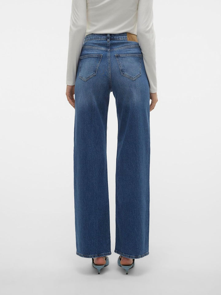 Vero Moda Female Weit geschnitten VMTESSA Hohe Taille Weit geschnitten Jeans 25W / 30L Medium Blue D