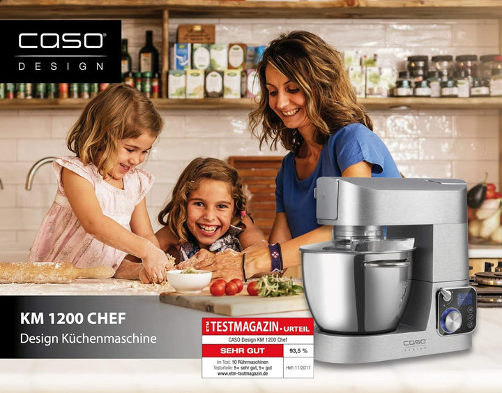 CASO KM 1200 Chef - Design Küchenmaschine, Aluminiumgehäuse, Kapazität 6 Liter, 8 Geschwindigkeitsst