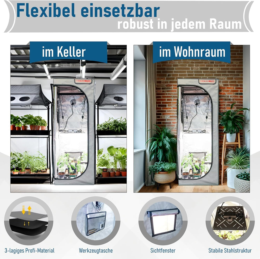 by Crescience Growzelt Box S 60x60x160 cm – Kompaktes Indoor-Zelt mit 1680D Gewebe, reflektierendem