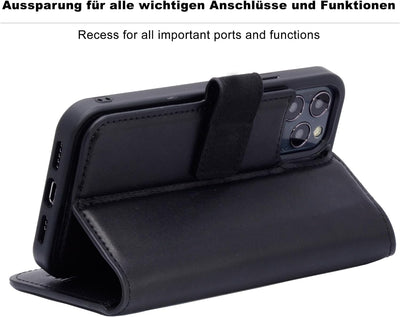 Burkley 2in1 Leder Handytasche für iPhone 12 / iPhone 12 Pro Handyhülle mit herausnehmbarem Back Cov