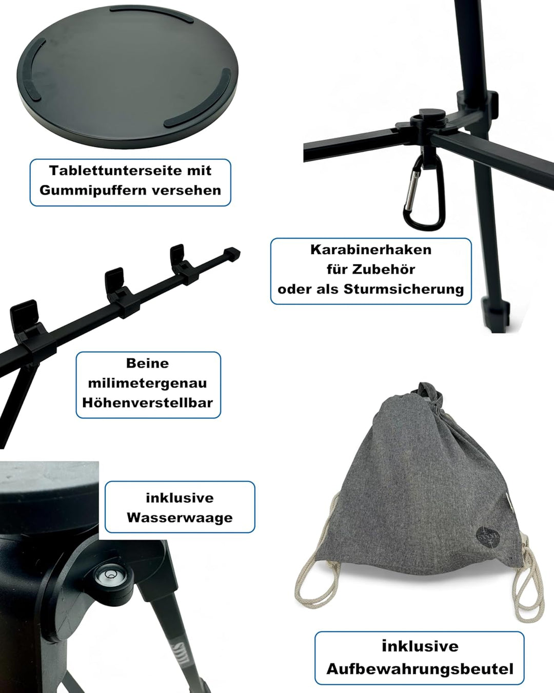 STYYL Tutty-TablettY - der magnetische Beistelltisch Camping Kleiner Tisch Tablett Metall Magnet