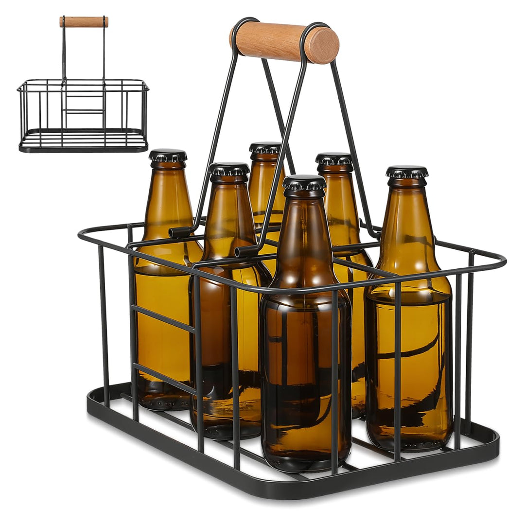 Flaschenträger Metall Getränketräger für 6 Flasche Grau Metallkorb Allzweckkorb Rotwein Sekt Bier Fl