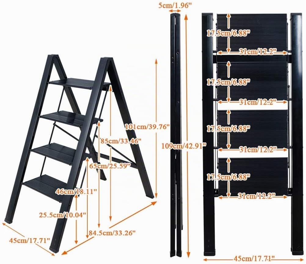 BAOYOUNI Trittleiter, Leicht, Klapptrittleiter, Aluminium Sicherheits Stehleiter, mit rutschfeste Br