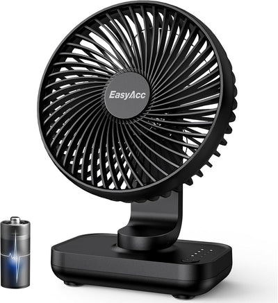 EasyAcc Tischventilator Batterie USB Ventilator 4000 Akku Klein Tragbarer 4 Geschwindigkeiten Ventil