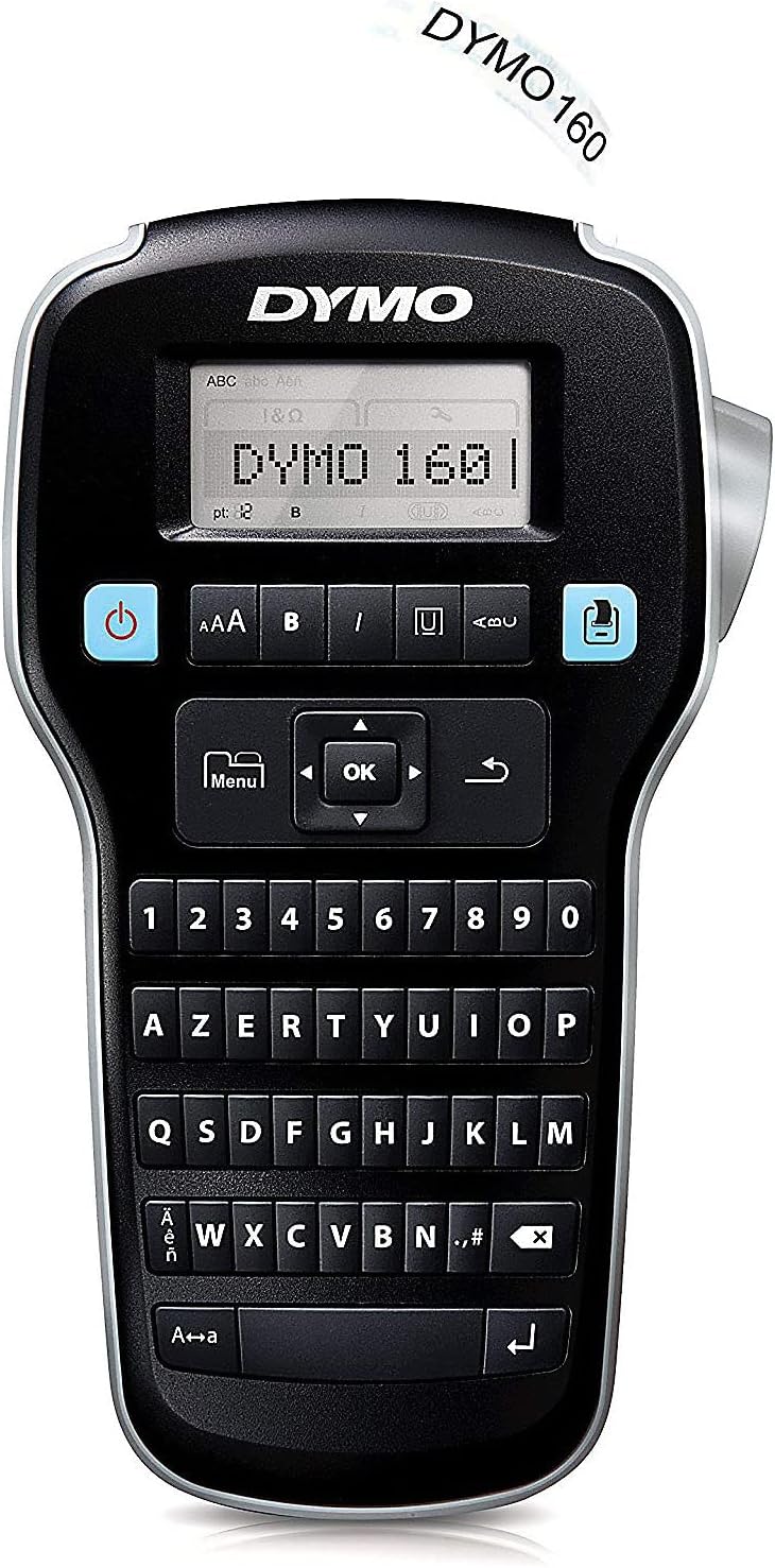 Dymo S0946350 160 Etikettendrucker Azerty Tastatur, Schwarz/Silber