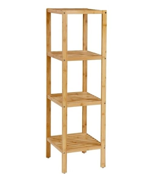 Hoppa! - Bambus-Aufbewahrungsregal - 4 Regalböden - Naturfarbe - 33x33x146 cm
