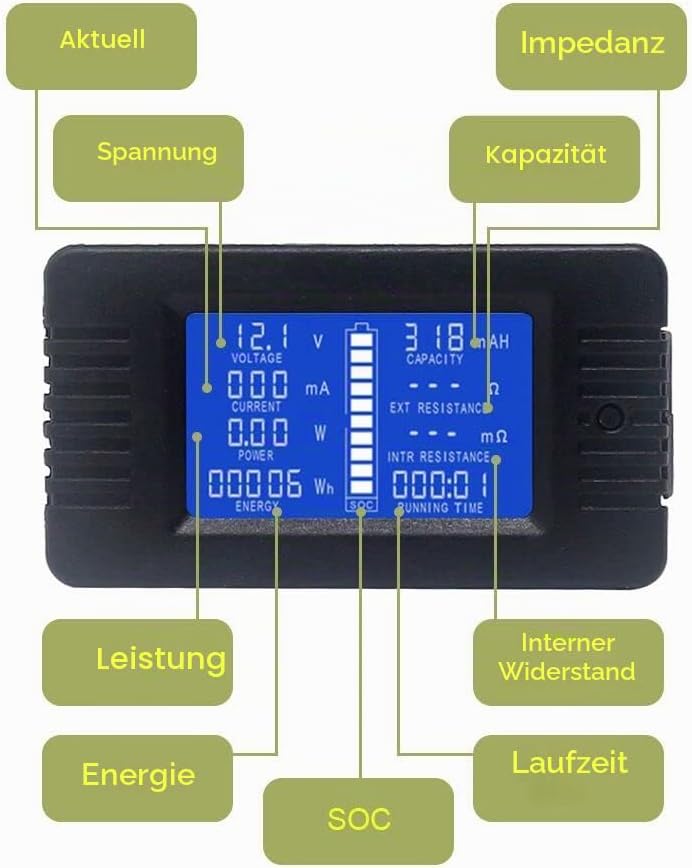 DC Voltmeter Amperemeter Energiezähler Batterie Monitoranzeige LCD Digital Multimeter für Auto Solar
