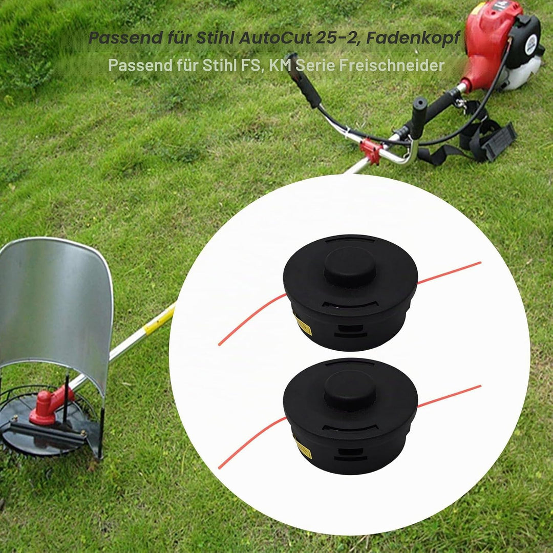 2 Stück Autocut 25-2 Rasentrimmerkopf mit Rasentrimmerfaden Ersatz für Stihl FS25-4 FS44 FS55 FS100