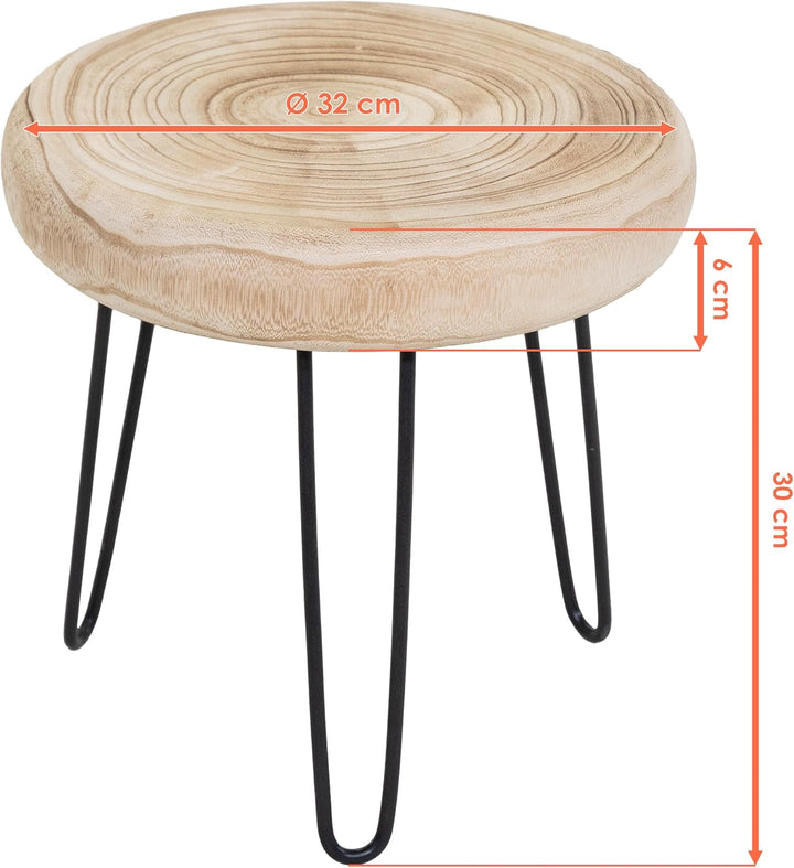 Spetebo Holz Blumenhocker Natur mit 3 Beinen - 32 cm - Massivholz Pflanzenständer rund naturbelassen