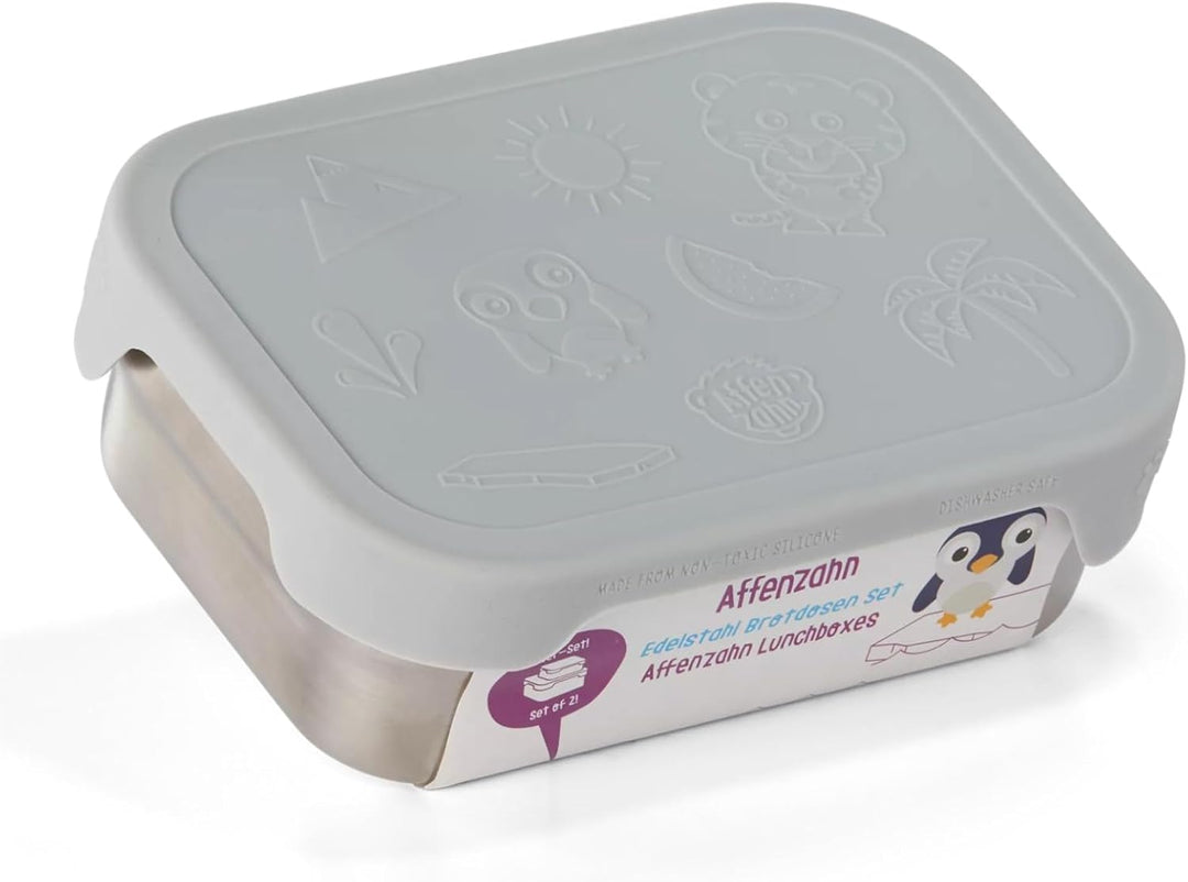 Affenzahn Edelstahl Brotdosen Set inkl. Snack-Box Silikon-Deckel BPA-frei Spülmaschinenfest Koala, K