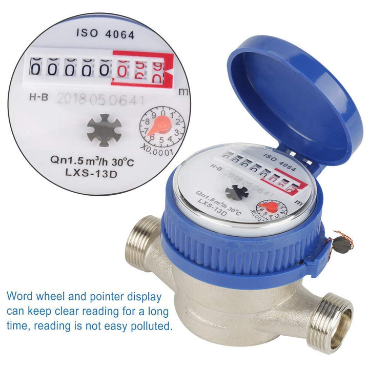 Garten Wasserzähler Set, 1/2 Zoll Anschluss 15mm Kaltwasser Wasseruhr Garten Wasserzähler Geeicht mi