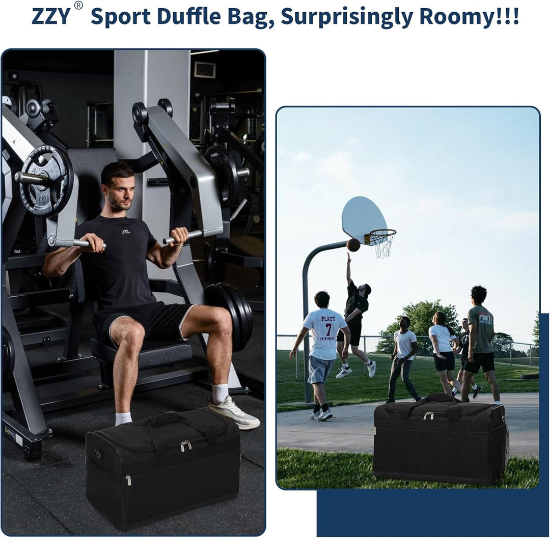 Sporttasche Reisetasche Fitness Tasche mit Schultergurt Wochenendtasche für Damen und Herren (Schwar