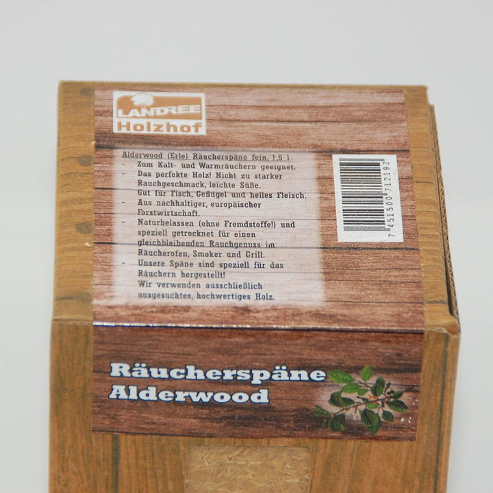 Landree Räucherspäne, Erle - 1,5L-Box, feine Körnung, Qualitätsgeprüft direkt vom Hersteller aus Sch