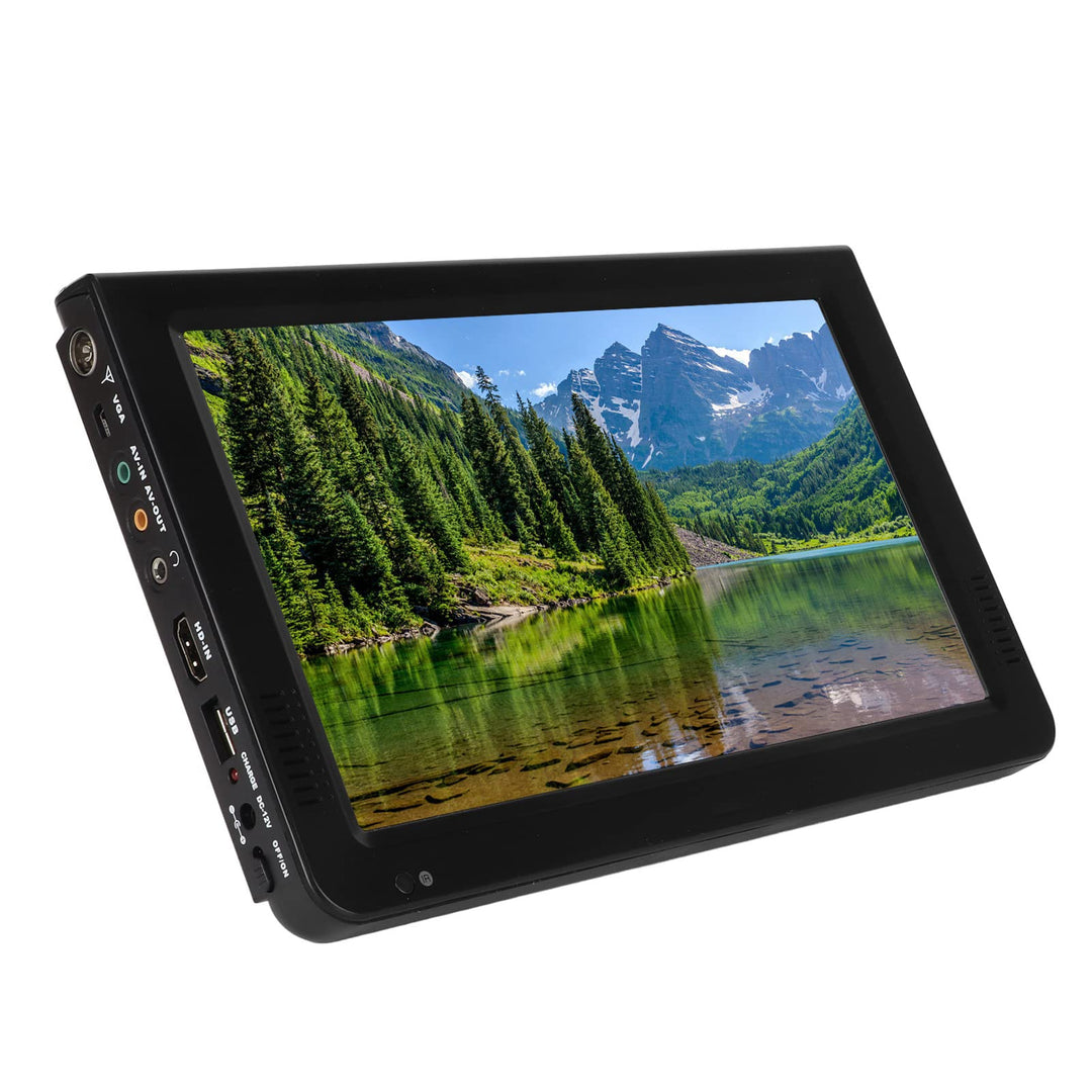 Tragbarer 10 Zoll Digital Fernseher, DVBT/T2 Tragbarer Fernseher 16:9 TFT LED 1080P HDMI Videoplayer