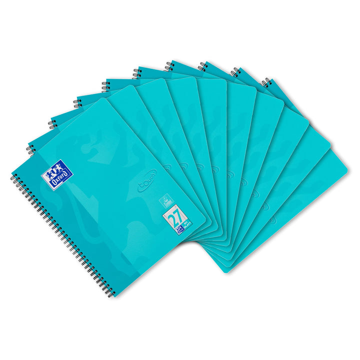 Oxford Touch Collegeblock A4 liniert mit Doppelrand, 80 Blatt, aqua, 10 Stück Single, Single