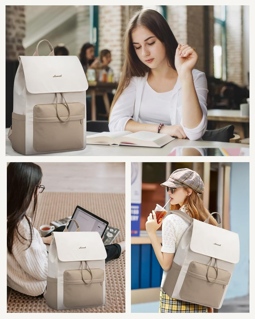 LOVEVOOK Rucksack Damen,17.3 Zoll Laptop Schulrucksack Teenager Wasserdicht Mädchen Leichter Schulta