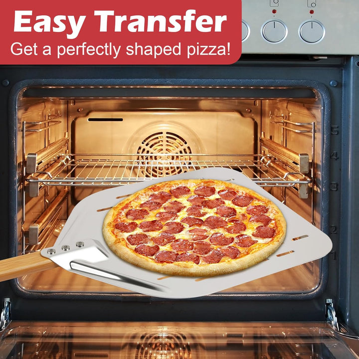 Pizzaschieber Perforiert, Silbrig 12 Zoll Pizzaschieber 39,5 * 30 cm, Pizza Schieber Aluminiumlegier