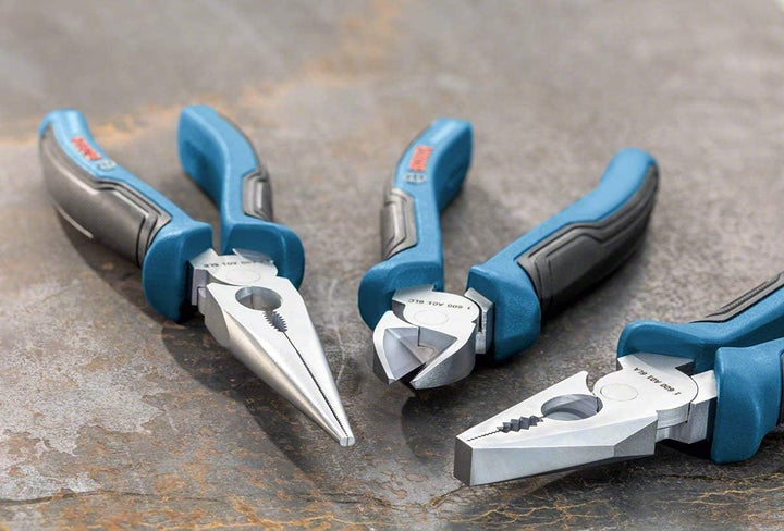 Bosch Professional 3 tlg. Zangen Set (Kombinationszange, Spitzzange und Seitenschneider, mit L-BOXX