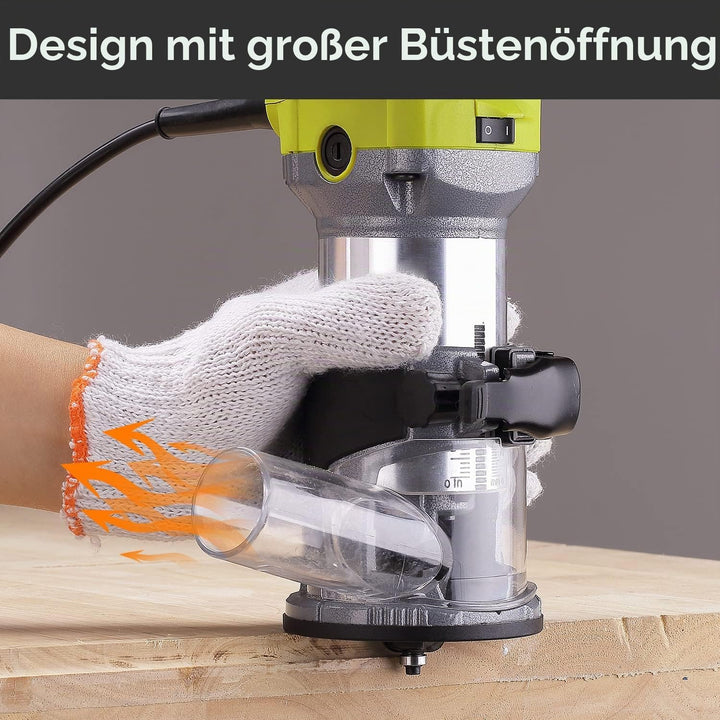 Dewinner Kompakte elektrische Oberfräse, 220 V, 710 W, Oberfräse und Kettensäge, 3 Basen im Lieferum