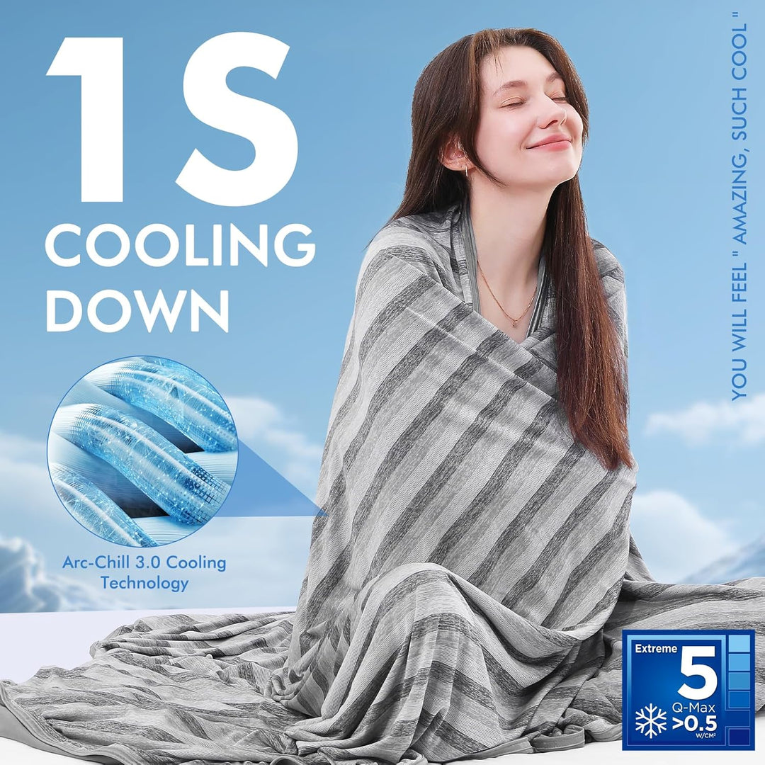 Luxear Kühldecke Sommer, Arc-Chill Q-Max >0,5 Selbstkühlende Decke, 2-in-1 Doppelseitige Schlafdecke