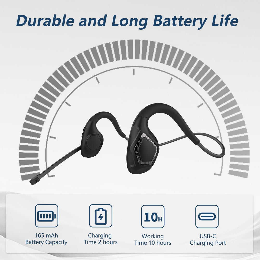 BANIGIPA Bluetooth-Headset mit Boom-Mikrofon, Kopfhörer mit offenem Ohr und Mikrofon mit Geräuschunt