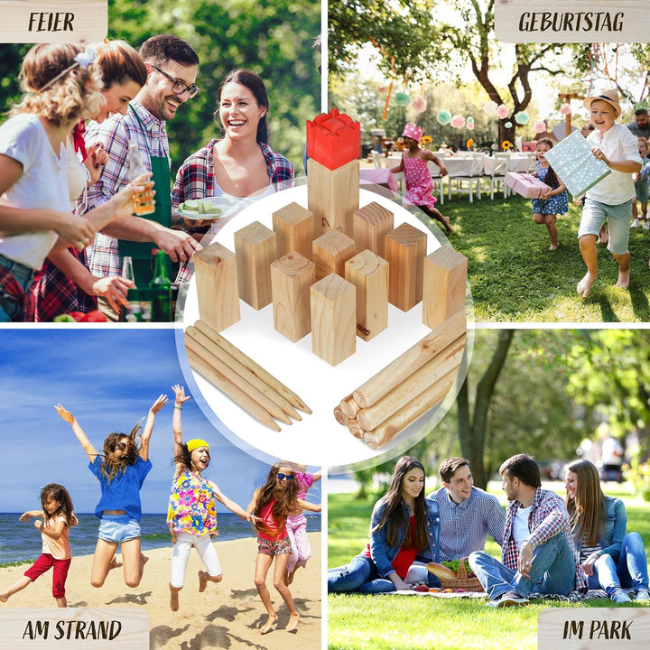 Ocean 5 Kubb - Original Wikinger Wurfspiel für Draussen - Holz Schach Kegel Spiel aus Skandinavien -
