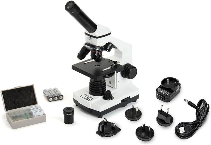 Celestron 44128 CM800 Zusammengesetztes Mikroskop mit 40x-800x Vergrösserung, 3 AA-Batterien, 10 vor