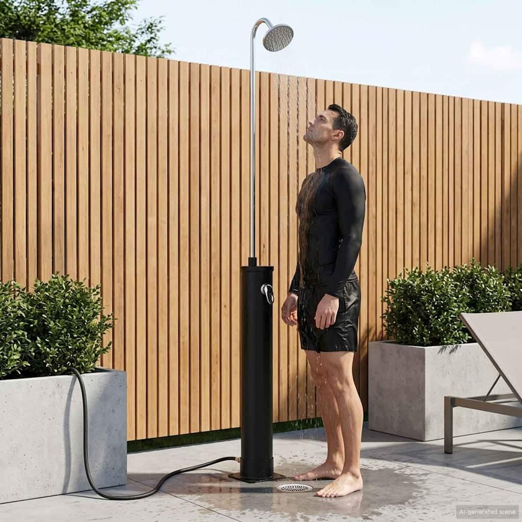 vidaXL Solardusche mit Duschkopf 20 l PVC, ABS, Zinklegierung Schwarz, Moderne Outdoor-Dusche für Ga