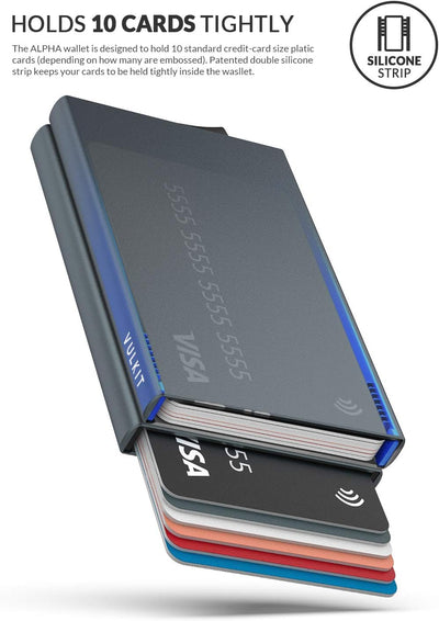 VULKIT Kartenetui Metall mit RFID NFC Schutz Karten Geldbörse Herren Geldbeutel Doppelt Karten Etui