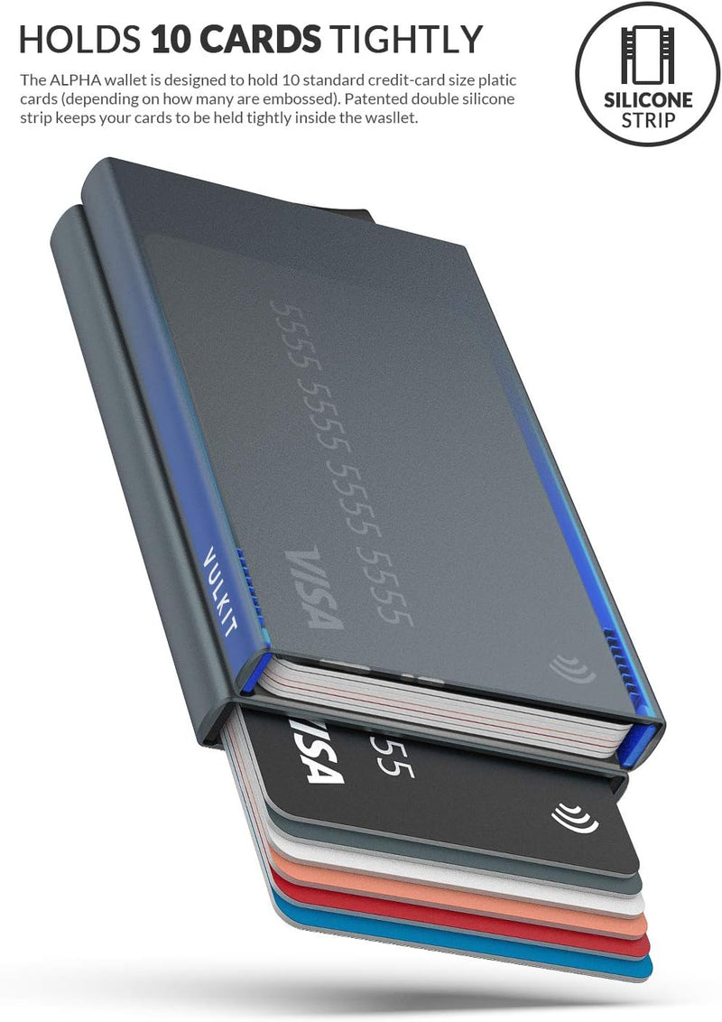 VULKIT Kartenetui Metall mit RFID NFC Schutz Karten Geldbörse Herren Geldbeutel Doppelt Karten Etui