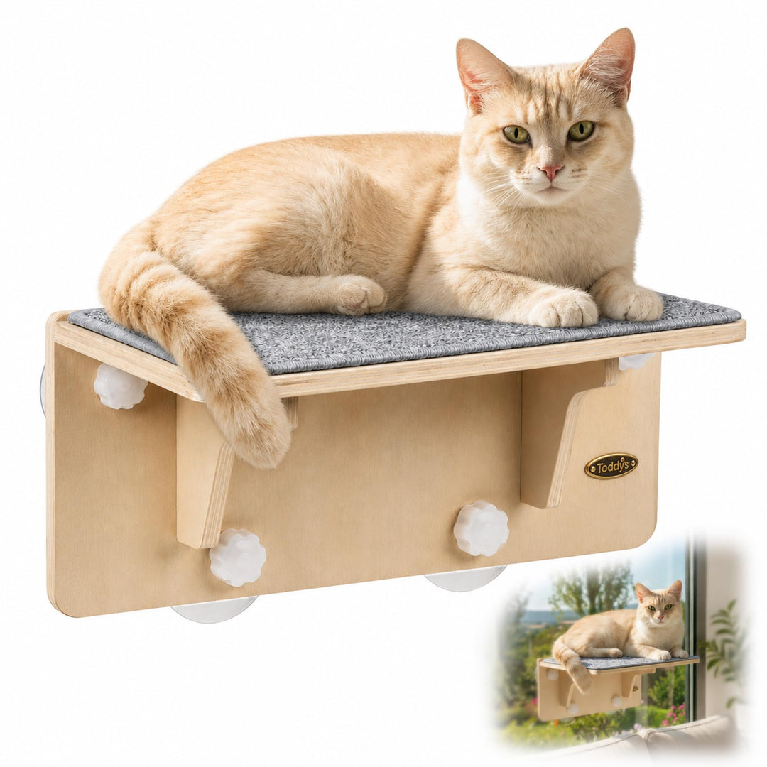 Fensterliege für Katzen, Kletterwand Katzen 2-in-1 für Wand &amp; Glas, Katzenliege mit Waschbar Abnehmb