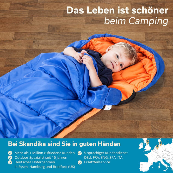 Skandika Vegas Junior Kinderschlafsack | Outdoor Camping Schlafsack für Kinder, weiches Innenfutter,