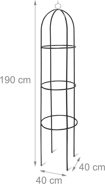 Relaxdays Rankobelisk beschichtetes Metall 190 cm, witterungsbeständige Garten Rankhilfe für Rosen u