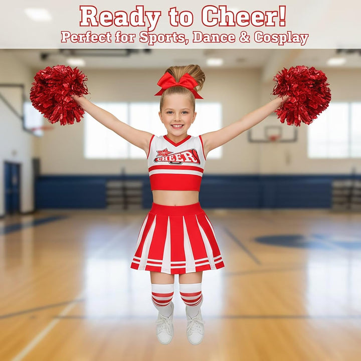 Kostüm Pompom Karneval Mädchen Kostüm Cheerleader Mädchen mit Haarspange Schleife Majorette Stick Po