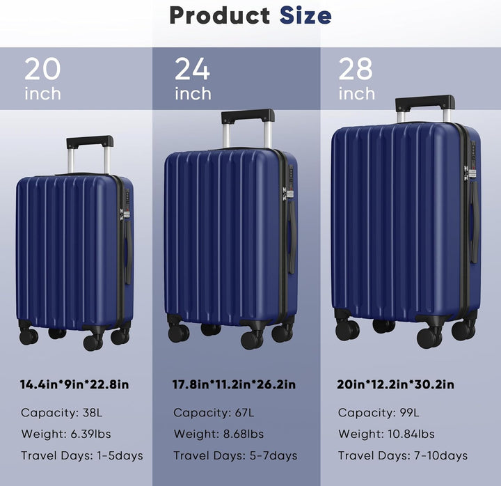 SHOWKOO Koffer Gross 75cm Hartschale Leicht Reisekoffer Polycarbonat Erweiterbar Haltbar Trolley Han